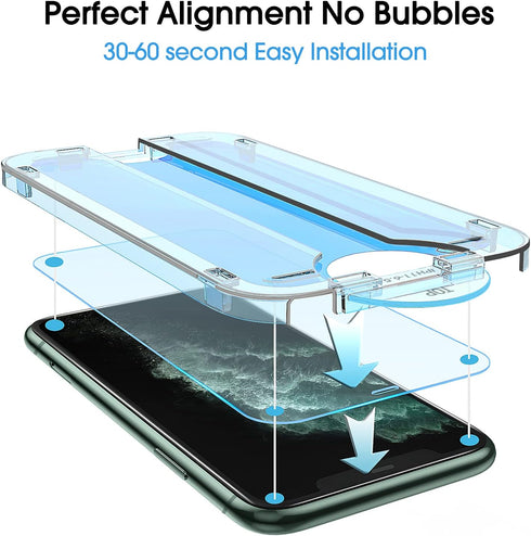 amFilm 2 Pack OneTouch Glass Screen Protector for iPhone 11 Pro Max (6.5") with Easy Installation Kit...