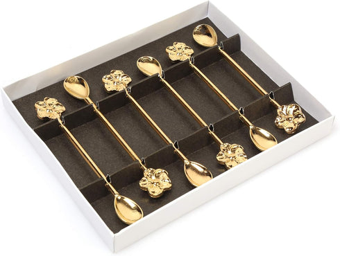 Alisveristime Traditional Ottoman Motif Tea Spoons - Decorative Stirring, Sugar, Tea Spoons (Set of 6) (Daisy) (Gold)...