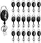 20 Pack Retractable Badge Holder with Carabiner Reel Clip, Bulk ID Card Key Holder with Ring, Heavy Duty Black Key Chain Extender for Office Work ...