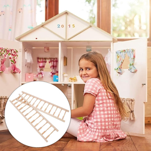 Veemoon 2pcs House Railing Furniture Props Decoration Fence Wooden Armrest Mini Decors/Doll Miniature for Role- Play Model: Handrails Small Dollho...