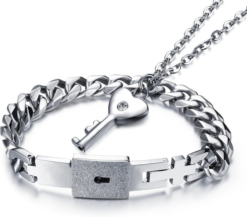 His & Hers Matching Set Couple Only You Have My Key Bangle Bracelet Simple Korean Style in a Gift Box...