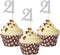 Sumerk 24PCS 21 Cupcake toppers Silver Glitter 21st Birthday Cupcake Picks Anniversary Party Decorations...