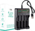 ABUNRO 4-Slot 18650 Battery Charger, Universal 4 Bay Charger for 18650 14500 18500 16350 Li-ion Rechargeable Batteries (No Battery)...