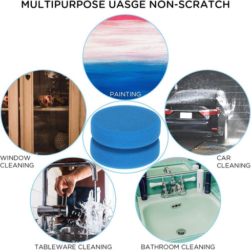 LUTER 4Pcs Paint Sponge Applicators, Double-Sided Round Artist Sponge Paint Brush for Painting, Arts and Crafts (3 Inch, Blue)...