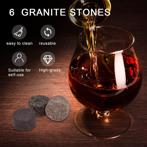 Whiskey Stones, Set of 6 Whiskey Chilling Stones, Reusable Ice Cubes, Whiskey Rocks - Perfect Whiskey Gifts for Men...