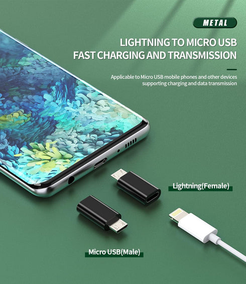 Lightning Female to Micro USB Male Charger Adapter(3pack)Android Power Charging Data Sync Charge Cable Port Converter for Galaxy S7 Active S6 Edge...