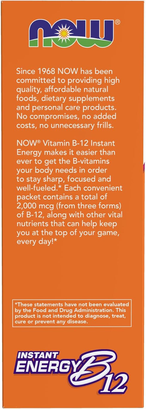 NOW Supplements, Instant Energy B-12 (2,000 mcg of B-12 per packet), Cellular Energy Boost*, 75 Packets...