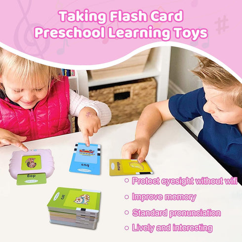 Talking Flash Cards Educational Toys, Autism Sensory Toys Learning Toys for Toddlers - Montessori Toys Flash Cards for Age 2 3 4 5 6(Pink)...