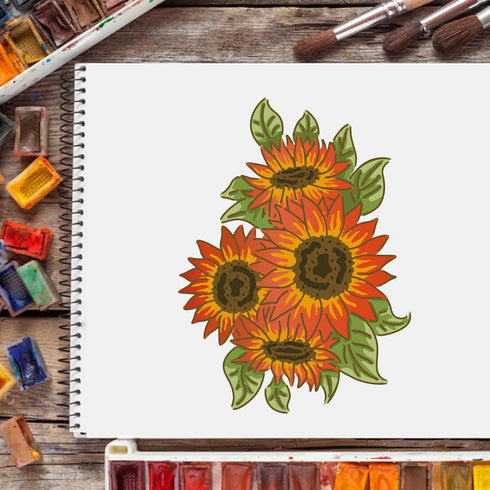 FINGERINSPIRE 6 Pcs Sunflower Stencils Drawing Painting Templates Sets Plastic Layered Sunflower Painting Stencils Sunflower Template Sets for Pai...