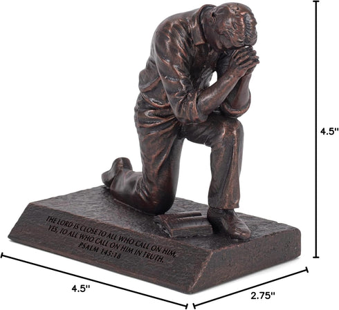 Lighthouse Christian Products Praying Man Seeking God Bronzelike Finish 4.5 x 2.75 Cast Stone Mounted Sculpture...