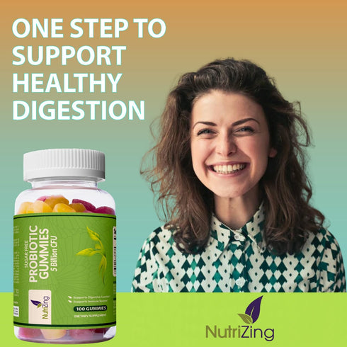 NutriZing Sugar Free Probiotic Gummies for Women & Men - Fruit Flavored Chewable Probiotic Gummy - Probiotics for Digestive Health - Immune Suppor...
