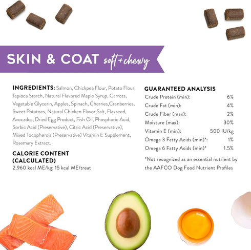 DOGSWELL Skin & Coat Soft & Chewy Dog Treats, Salmon, 14 oz. Pouch...
