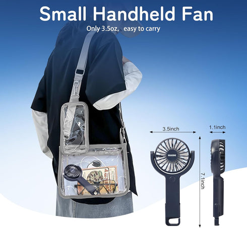 Mini Handheld Fan 3 Pack, Rechargeable Portable Hand Held Fan,5 Speed with Base Small Desk Fan,180° Rotatable Fan for Travel/Games/Season/Outdoor/...