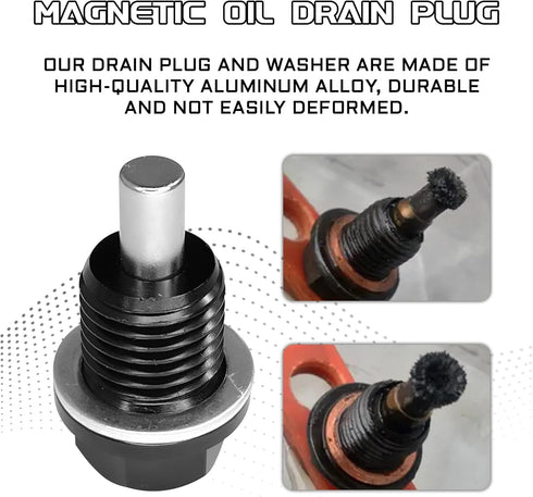 M14x1.5 Magnetic Oil Drain Plug, Aluminum Oil Pan Drain Plug Repair Kit with Crush Washer Gaskets, Oil Drain Nut Bolt for Most Ford, GM, Hyundai, ...