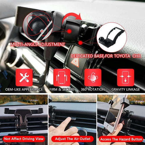 1797 for Toyota CHR 2018 2019 2020 2021 Phone Holder Mount Accessories Car Cellphone Cradle Air Vent Gravity Navigation Upgraded......