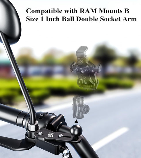 BRCOVAN Aluminum Alloy Mount Base with 1'' TPU Ball for Motorcycle Brake/Clutch Reservoir Cover Compatible with RAM Mounts B Size 1 Inch Ball Doub...