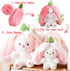 MIAODAM Bunny Stuffed Animal Reversible Cuddle Bunny Stuffed,Strawberry Bunny Transformed Rabbit Plush Zipper,Carrot That Turns Into Ears Bunnies ...
