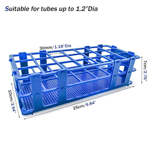 3 Packs Plastic Test Tube Rack, 21 Holes Lab Test Tube Rack Holder for 30mm Test Tubes, Blue, Detachable (21holes)...