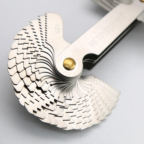 YEEZET 58PCS Thread Pitch Gauge Stainless Steel 24pcs Metric 60 Degree & 28pcs Imperial 55 Degree & 6pcs US 60 Degree Screw Gauge for Industrial M...