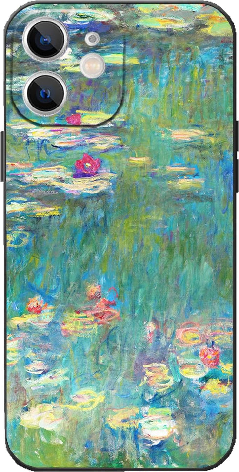 Retro Floral Phone Case for iphone 11, Water Lilies by Monet Green Landscape Aesthetic Art iphone Case, Shockproof Protection...