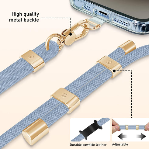 UKON Cell Phone Lanyard,Crossbody Lanyard Premium Metal Buckle Phone Charms with 2 X Phone Patch (Blue)......