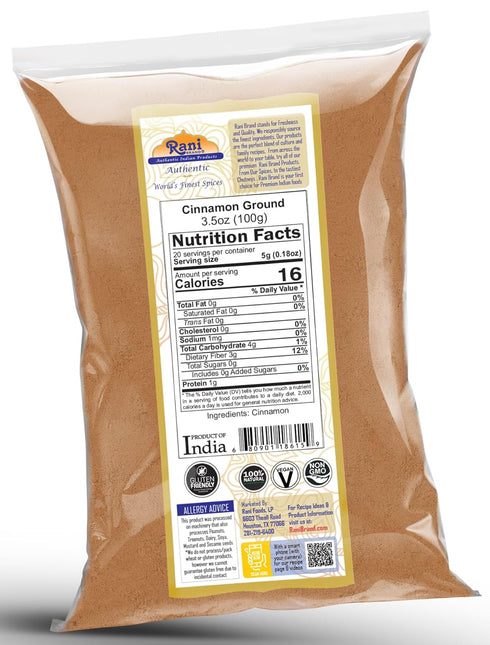Rani Cinnamon Powder (Ground) Spice 3.5oz (100g) ~ All Natural | Salt-Free | Vegan | No Colors | Gluten Friendly | NON-GMO...