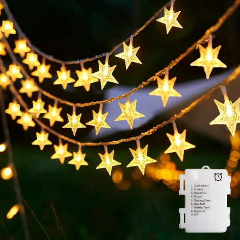 echosari Star String Lights Battery Operated, Auto Timer LED Star Fairy String Lights 158IN with 8 Modes for Kid Room Bedroom Party Garden Wedding...