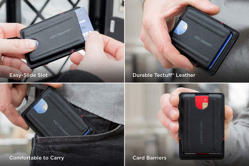KeySmart Minimalist Wallet For Men - Credit Card Holder & RFID Blocking Wallet For Men - TecTuff Leather Easy Slide Slots - Compact & Lightweight ...