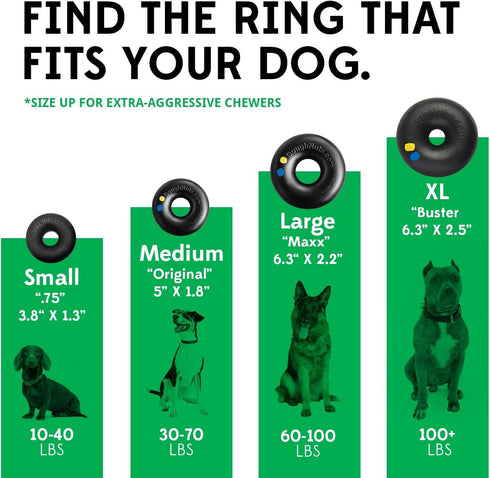 Goughnuts - Rubber Dog Chew Toy Med .75, Green, Ring...