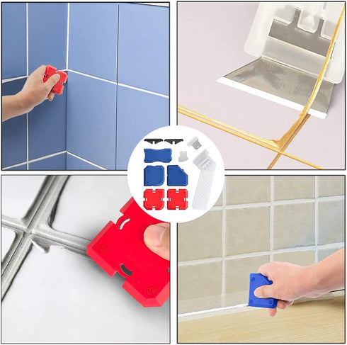 11 Piece Set ?Professional Caulking Tool Kit with Sealant Finishing Tools?Easy Silicone Caulking with Guides?Caulk Removal Tools and Fill Removal ...