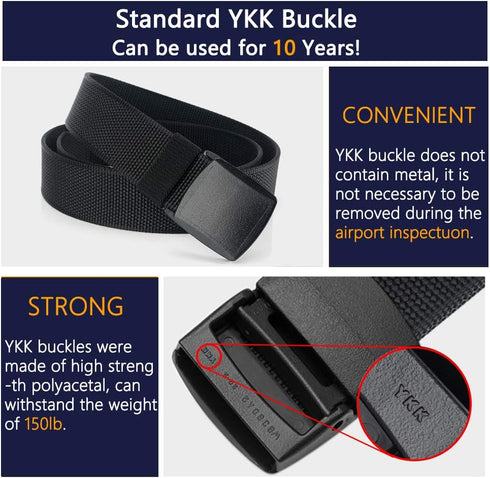 LionVII Mens Belt Web, Nylon Casual Belt with Plastic Buckle Breathable for Work Travel, Easy Trim to Fit 27-46" Waist...