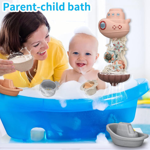 Toddler Bath Toys for Kids Ages 1-3 | Toddler Bath Toys for for Kids Ages 4-8 | Infants Bathtub Toys with 2 Shark Shower | 2 Toy Boats & 4 Baby Ba...