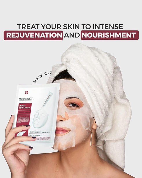 CENTELLIAN 24 Madeca Derma Face Mask (Intensive, 10pc) - Soothing Cotton Sheet Mask for Sensitive, All Skin Types, 24-Hour Hydration. Premium Kore...