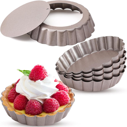 Webake 4 Inch Mini Tart Pan Set of 6, Non-Stick Small Tart Mold Quiche Pans with Removable Bottom Mini Tart Tins...