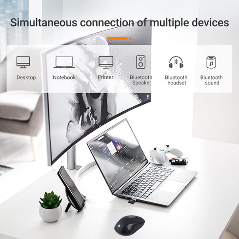 USB Bluetooth 5.3 Adapter for PC, Abcrand Bluetooth 5.3 EDR Dongle Transmitter for Computer Desktop Transfer for Laptop Bluetooth Headset Speaker ...