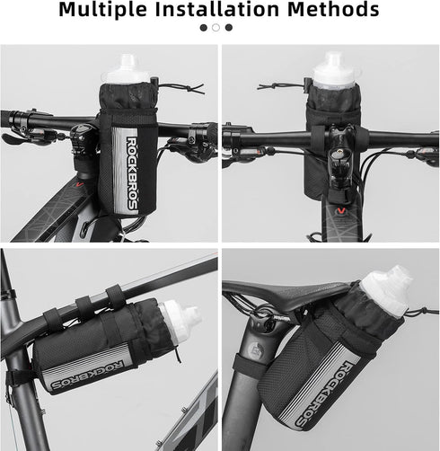 ROCKBROS Bike Water Bottle Holder Bag Bike Bag Handlebar Stem Bag Bicycle Cup Drink Holder Insulated Stem Bag Food Snack Bike Accessories Storage ...