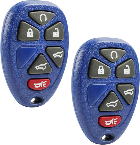Key Fob Keyless Entry Remote fits 2007-2014 Chevy Tahoe Suburban / Cadillac Escalade / GMC Yukon (Blue), Set of 2...