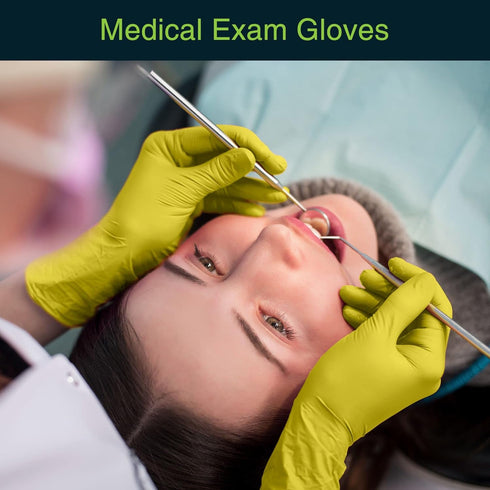 FifthPulse Yellow Nitrile Disposable Gloves - 50 Count - 3 Mil Nitrile Gloves Medium - Powder and Latex Free Rubber Gloves - Surgical Medical Exam...
