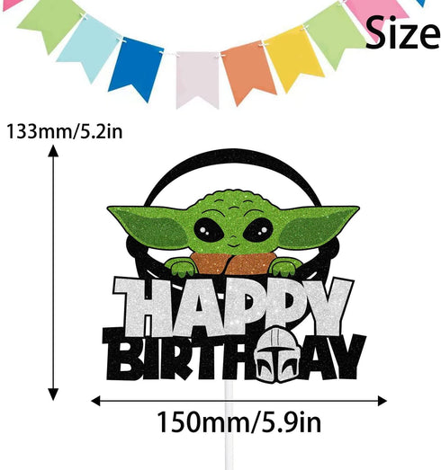 Happy Birthday baby Cake Topper Space Theme Cake Topper black Glitter Birthday boy girl baby Baby Shower Party Decoration LIANGSS...