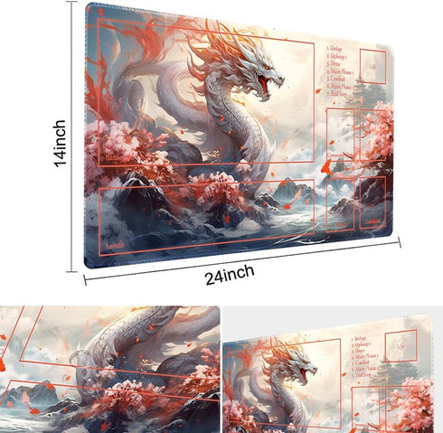 MTG Playmat Size 24x14in Free Storage Bags Non-Slip Backing Printing, Ideal for Card Game Enthusiasts TCG Playmat Mouse Pad (Guardian,with Zone)...