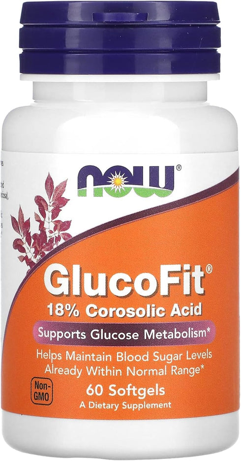 NOW Supplements, GlucoFit® with 18% Corosolic Acid, Supports Glucose Metabolism*, 60 Softgels...