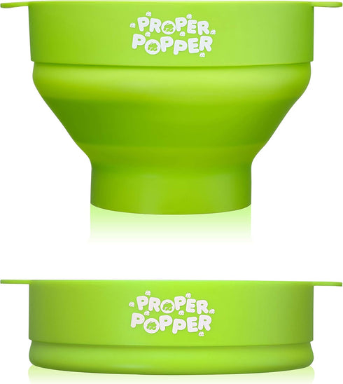The Original Proper Popper Microwave Popcorn Popper, Silicone Popcorn Maker, Collapsible Bowl BPA Free & Dishwasher Safe - (Green)...