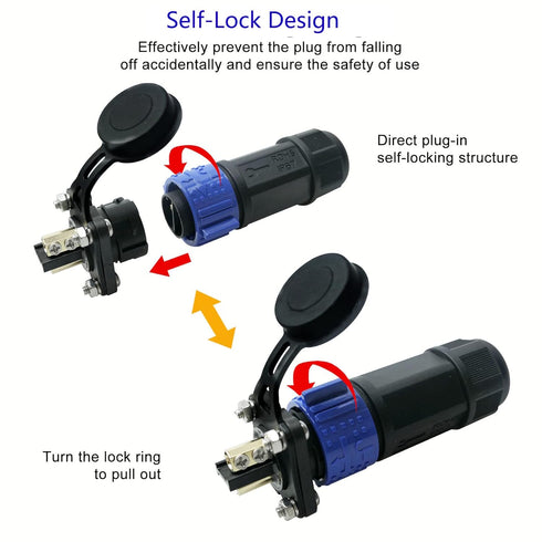 2 Pin 50Amp Trolling Motor Plug Receptacle Set, 12/24/36/48 Volt Marine Boat Power Waterproof IP67 Connector Trolling Boat Plug for Trolling Motor...