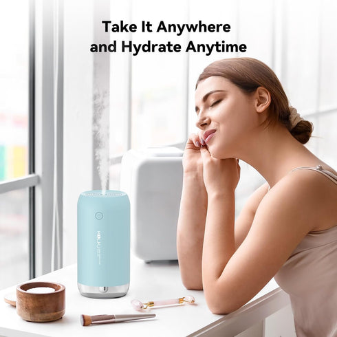 Portable Mini Humidifier, Small Cool Mist Humidifiers 350ml Quiet USB Personal Desktop Air Humidifier for Bedroom Home Plants Car Baby indoor Offi...