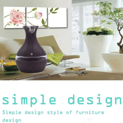 Essential Oil Aroma Diffuser Mini USB Humidifier, Natural Home Fragrance Diffuser with LED Colors Changing Light, Easy to Clean (Wood) (Dark Wood)...