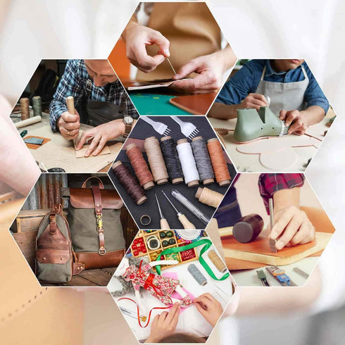 Cridoz 35 Pcs Leather Pouch Kit with Hole Punch, Sewing Tools, Waxed Thread and Large-Eye Stitching Needles for Beginner Crafting Projects...