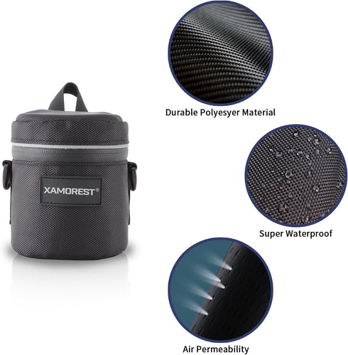 Camera Lens Case DSLR Camera Lens Bag Compatible with Canon EF-S 18-55MM/EF 50MM F1.4/EF-S 10-18MM, Nikon AF-S 18-55MM/AF 50MM F1.4D and Other Len...