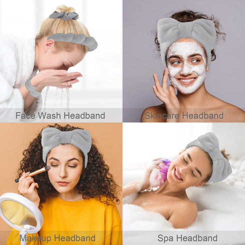 Spa Headband and Wristband Set 6Pcs Skincare Makeup Headband Puffy Bubble Headband for Washing Face Sponge Skin Care Headbands Face Wash Headband ...