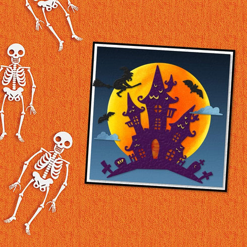 Halloween Castle Die Cuts for Card Making, Halloween Witch Bats Cutting Dies Sets House Background Dies Stencils Embossing Template for Scrapbooki...