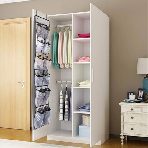 KEEPJOY Over The Door Shoe Organizer 2 Pack,Mesh Pockets Hanging Shoe Rack Over The Door,Shoe Storage Closet with 4 Hooks,Washable and Breathable ...